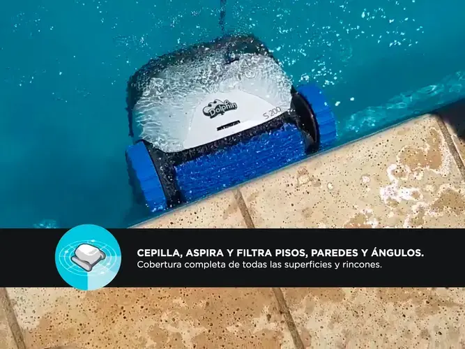 Dolphin S200 - Cepilla, aspira y filtra pisos, paredes y ángulos